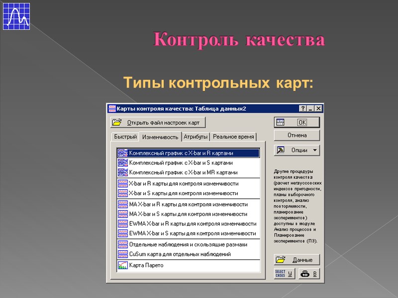 Типы контрольных карт: Контроль качества